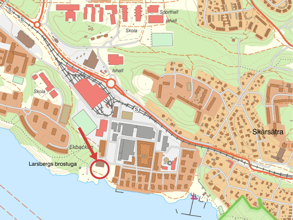Planområdets lokalisering markerad med röd cirkel.