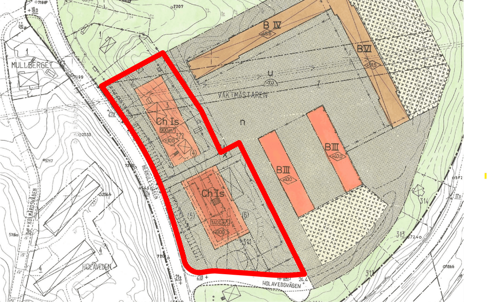Utsnitt ur gällande detaljplan för Vaktmästaren 8 och 9.