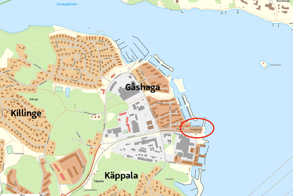 Planområdets lokalisering markerad med röd oval.