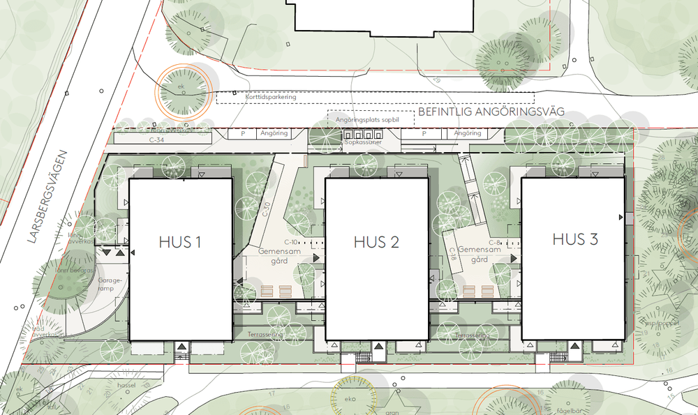 Illustrationsplan som visar planförslaget. Bild: ÅWL arkitekter.