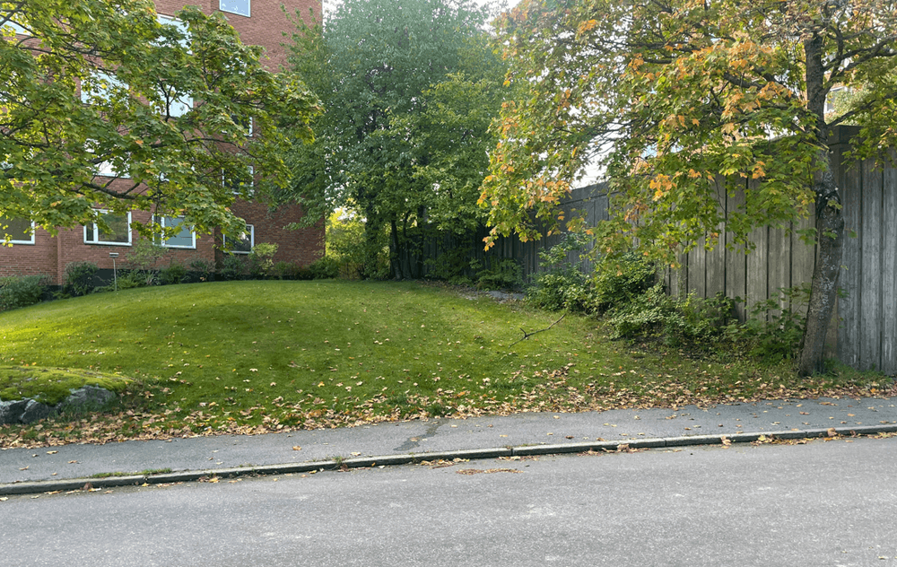 Föreslagen plats för ny nätstation på fastigheten Fyren 4. 