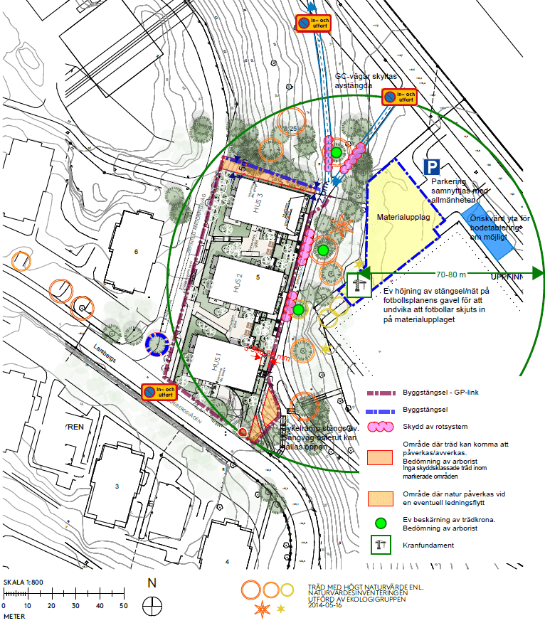 Bilden visar preliminär arbetsplatsdispositionsplan, det vill säga hur byggnation av området planeras genomföras. Bild: SLB.