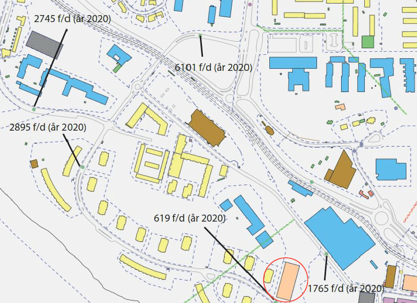 Sammanställning av trafikmätningar (år 2020). Siffrorna avser fordon per dygn.