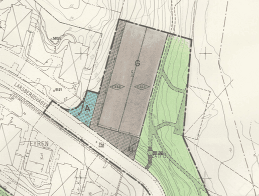 Stadsplan för Larsberg och Gångsätra som fastställdes 29 oktober 1971 (aktbeteckning 0186-180/1971D).